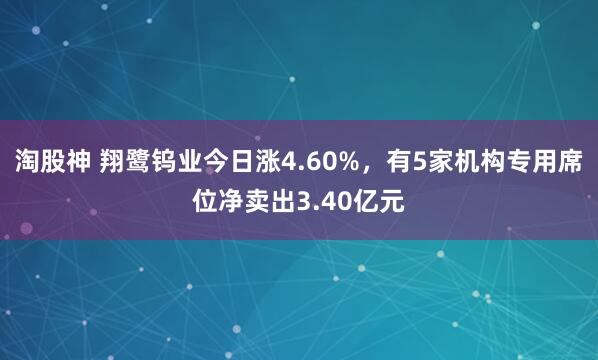 淘股神 翔鹭钨业今日涨4.60%，有5家机构专用席位净卖出3.40亿元