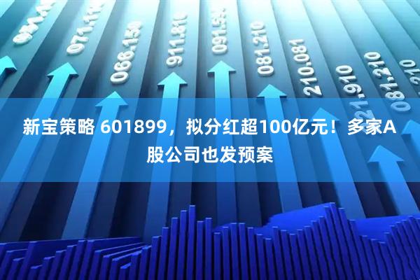 新宝策略 601899，拟分红超100亿元！多家A股公司也发预案