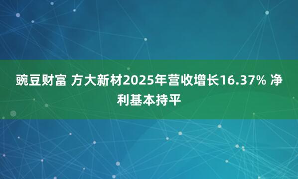 豌豆财富 方大新材2025年营收增长16.37% 净利基本持平