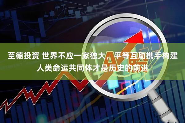 至德投资 世界不应一家独大，平等互助携手构建人类命运共同体才是历史的前进